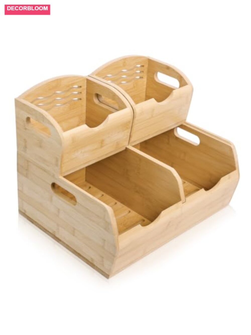 Bamboo Stackable Pantry Storage Bins with Handles